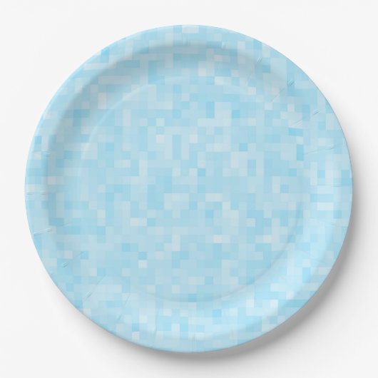 Blue Mosaic Pixel Pappteller (Vorderseite)
