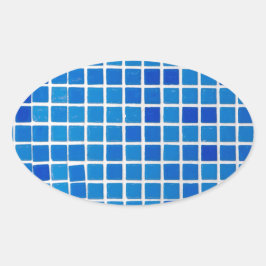 Blue Mosaic Tile Ovaler Aufkleber