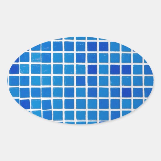 Blue Mosaic Tile Ovaler Aufkleber (Vorderseite)