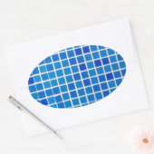 Blue Mosaic Tile Ovaler Aufkleber (Umschlag)