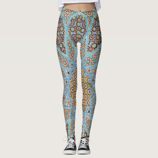 Blue Mosaic Tile Paisley Leggings (Vorderseite)