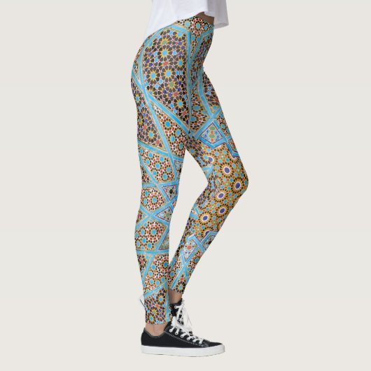 Blue Mosaic Tile Paisley Leggings (Rechts)