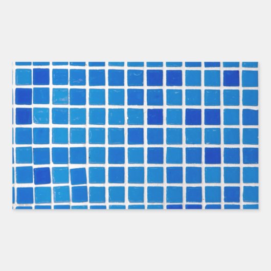 Blue Mosaic Tile Rechteckiger Aufkleber (Vorderseite)