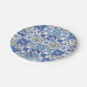 Blue Mosaic Tiles Birthday Bridal Baby Dusche Pappteller (Schrägansicht)