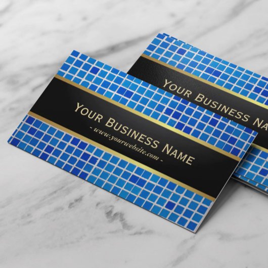 Blue Mosaik Background Dark Business Card Visitenkarte