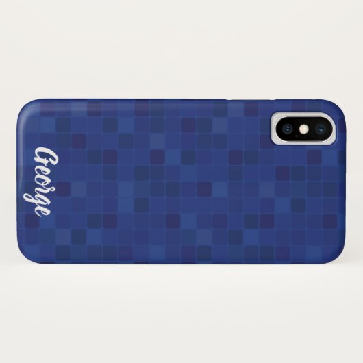 Blue Mosaik pixelated Design iPhone Gehäuse. Case-Mate iPhone Hülle (Rückseite (Horizontal))