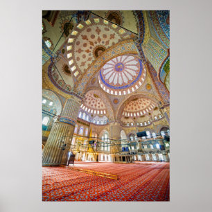 Blue Moschee Interior in Istanbul Poster