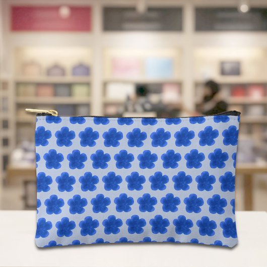 Blue Moss Rose Seamless Pattern Pouch Zubehörtasche