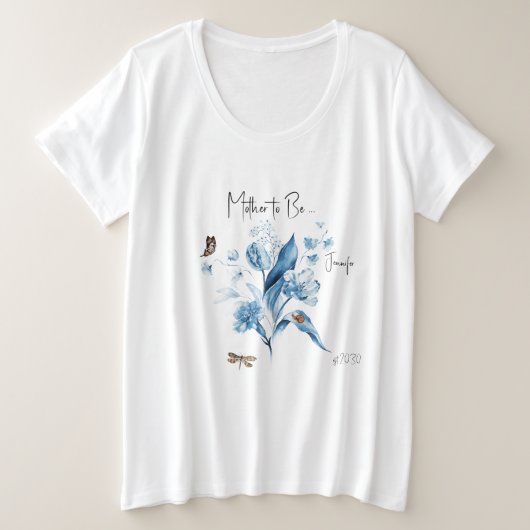Blue Mother-to-be Boy Baby Shower Große Größe T-Shirt (Design vorne)