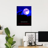 Blue Motivierend Howling Wolf auf dem Moon Poster (Heimbüro)