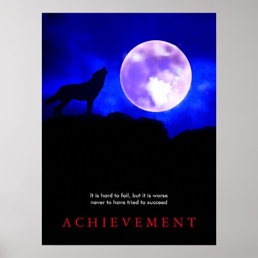 Blue Motivierend Howling Wolf auf dem Moon Poster (Vorne)