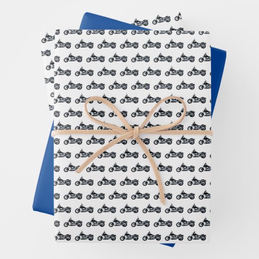 Blue Motorrad Custom Birthdayets Geschenkpapier Set (Beispiel)