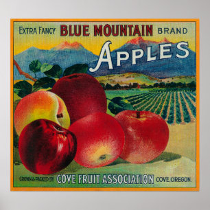 Blue Mountain Apple Crate LabelCove, OR Poster