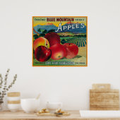 Blue Mountain Apple Crate LabelCove, OR Poster (Küche)