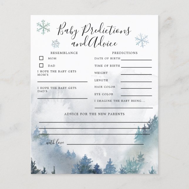 Blue Mountain Baby Predictions & Advice Card (Vorderseite)