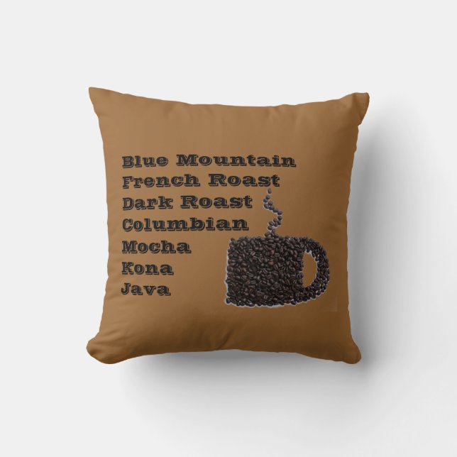 Blue Mountain Java Kona Kaffee Designer Kissen (Vorderseite)