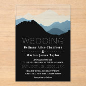 Blue Mountain Range, Rustic Wedding Acryleinladungen (Vorderseite)
