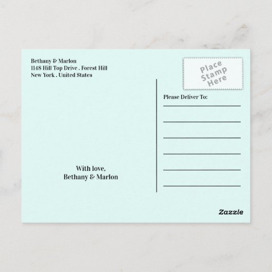 Blue Mountain Range, Rustic Wedding Danke Postkarte (Rückseite)