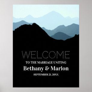 Blue Mountain Range, Rustikale Hochzeit Willkommen Poster