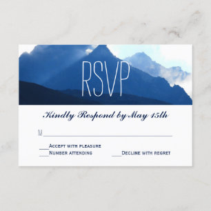 Blue Mountain Range Silhouette Wedding RSVP Cards Karte