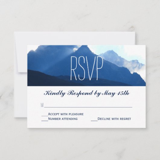 Blue Mountain Range Silhouette Wedding RSVP Cards Karte (Vorderseite)