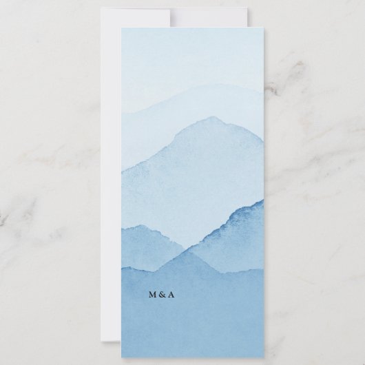 Blue Mountain Range Wedding Dinner Menü Einladung (Rückseite)