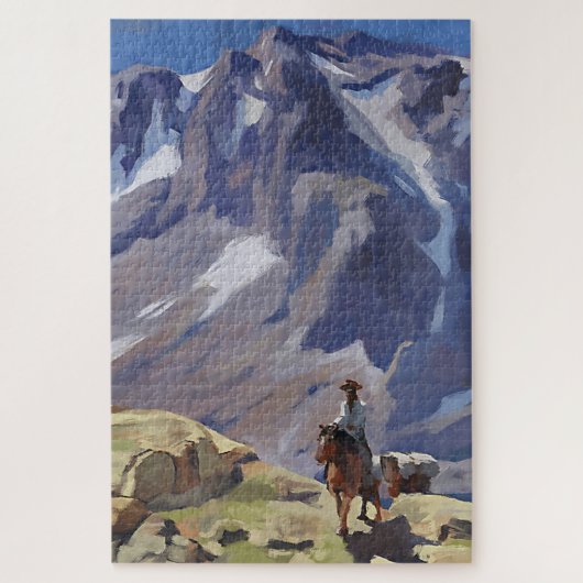"Blue Mountain Rider" von Edgar Payne Puzzle (Vertikal)