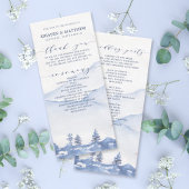 Blue Mountain Rustic Watercolor Hochzeitsprogramm