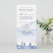 Blue Mountain Rustic Watercolor Hochzeitsprogramm (Stehend Vorderseite)