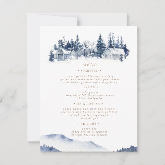 Blue Mountain Rustic Wedding Menu Card Einladung (Vorderseite)