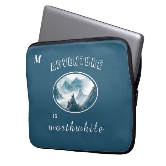 Blue Mountain Small Image Monogram Inspirierend An Laptopschutzhülle (Vorderseite Links)