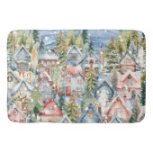 Blue Mountain Snowy Winter Village Badematte (Vorderseite)