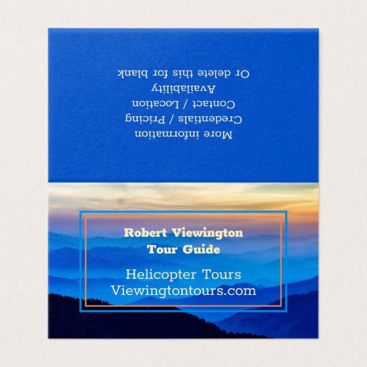 Blue Mountain Tour Guide Stehende Werbung Visitenkarten (Außenseite Aufgefaltet)