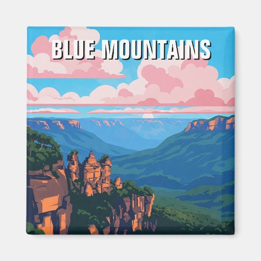 Blue Mountains Australia Reisen abstrakt Magnet (Vorne)