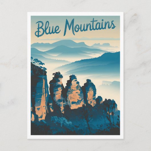 Blue Mountains Australien Vintag Postkarte (Vorderseite)