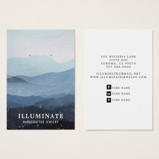 Blue Mountains Earring Display Cards (Vorne & Hinten)