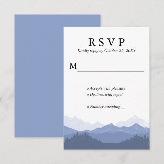 Blue Mountains Rustic Wedding RSVP Card Karte (Vorne/Hinten)