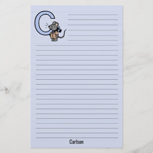 Blue Mouse Mit Monogramm "C" Lined Briefpapier (Vorderseite)