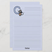 Blue Mouse Mit Monogramm "C" Lined Briefpapier (Vorne/Hinten)