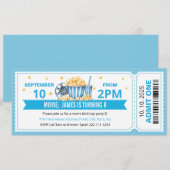 Blue Movie ticket birthday invitation Einladung (Vorne/Hinten)