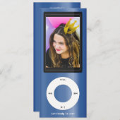 Blue MP3 Music Player Birthday Einladung (Vorne/Hinten)