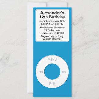 Blue MP3 Player iParty Geburtstagsparty Einladung