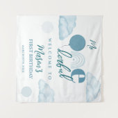 Blue Mr Onederful Sky Cloud 1st Birthday Wandteppich (Vorderseite (Horizontal))