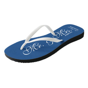 Blue Mr. und Mrs. wedding flip Flops für frische W Badesandalen