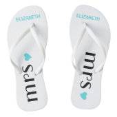 Blue Mrs. Flip Flops | Personalisiert Brides Weddi Badesandalen (Fußbett)