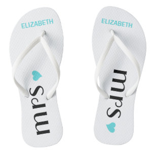 Blue Mrs. Flip Flops Personalisiert Brides Weddi Badesandalen