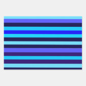 Blue Multi Tone Streifen Geschenkpapier Set (Vorderseite)