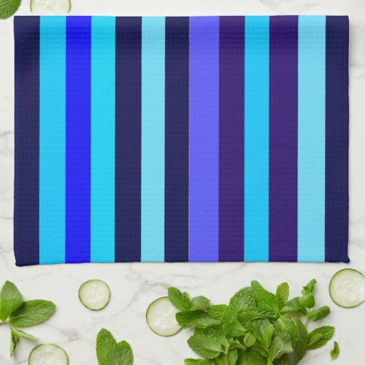 Blue Multi Tone Streifen Geschirrtuch (Gefaltet)