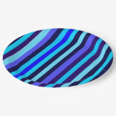 Blue Multi Tone Streifen Pappteller (Schrägansicht)