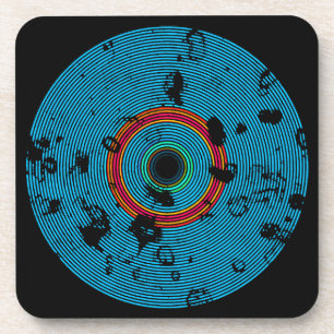 Blue Multicolor Vinyl Disk Texture Muster Getränkeuntersetzer